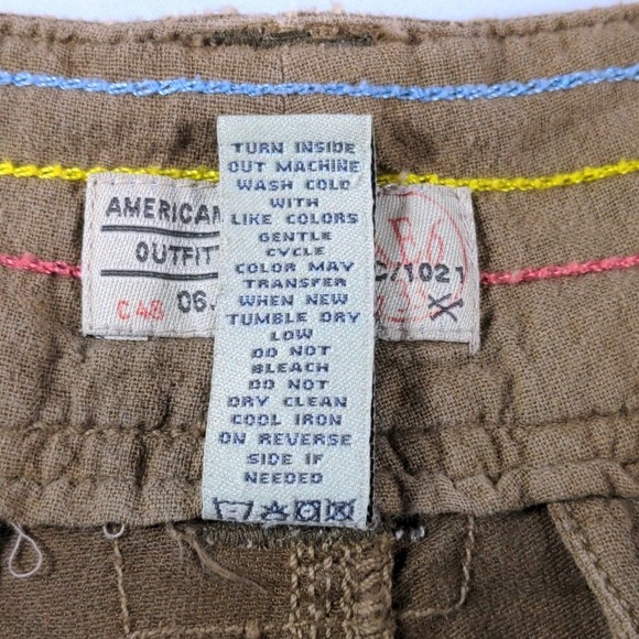 Vtg American Eagle Womens 2 Cargo Shorts Cotton Khaki Brown Low Rise Utility Y2K - Picture 11 of 14